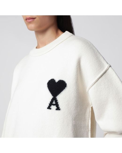 AMI White Ami De Coeur Sweater