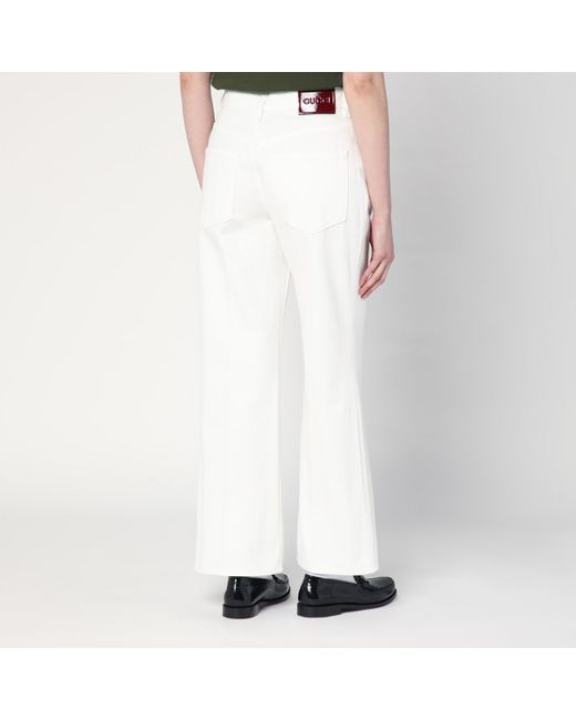 Gucci White Short Flare Trousers