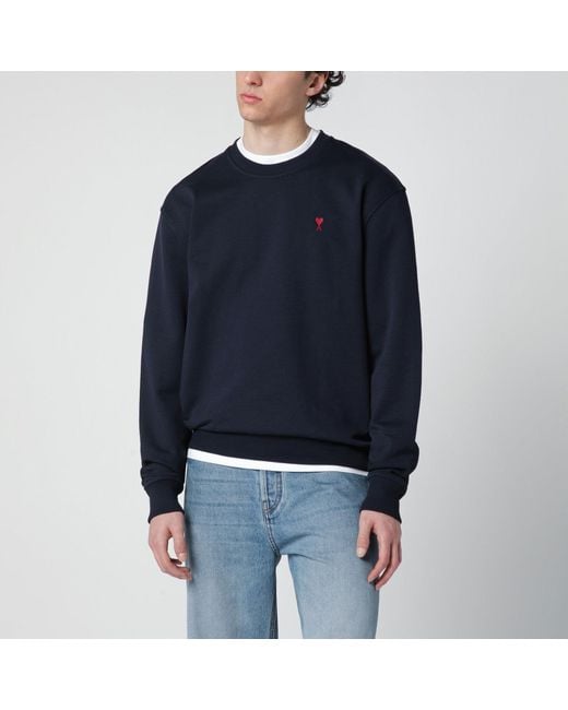 AMI Blue Ami De Coeur Midnight Sweatshirt for men