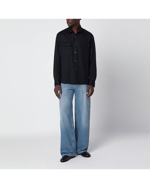 Camicia Blu di Xacus in Black da Uomo