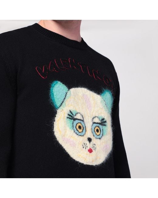 Valentino Black Sweater With Le Chat De La Maison Patch for men