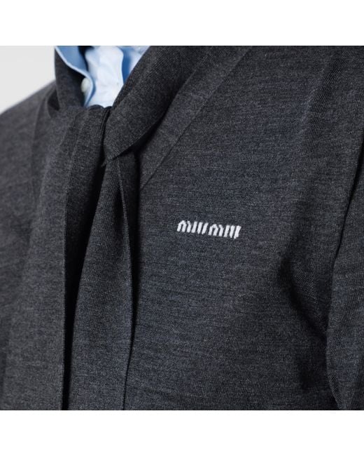 Miu Miu Black Anthracite Wool Cardigan