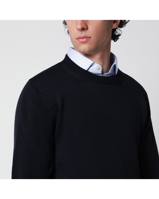 Roberto Collina Black Wool Crew-Neck Sweater for men