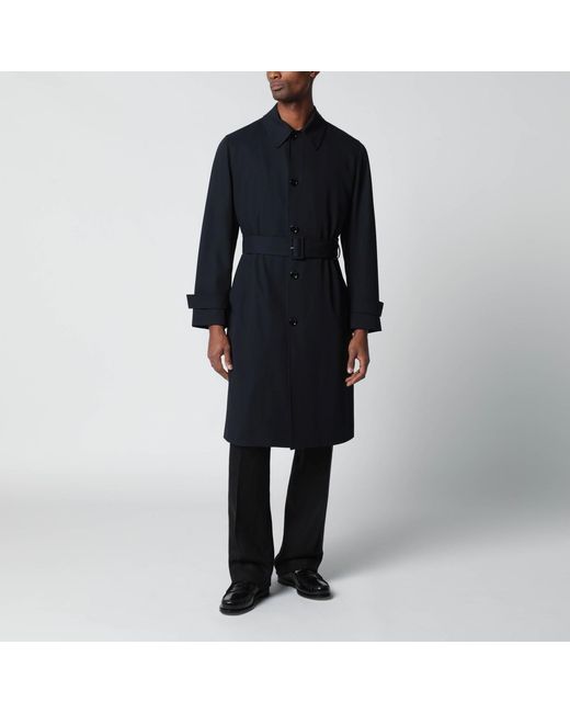 Lardini Black Single-Breasted Wool Trench Coat for men