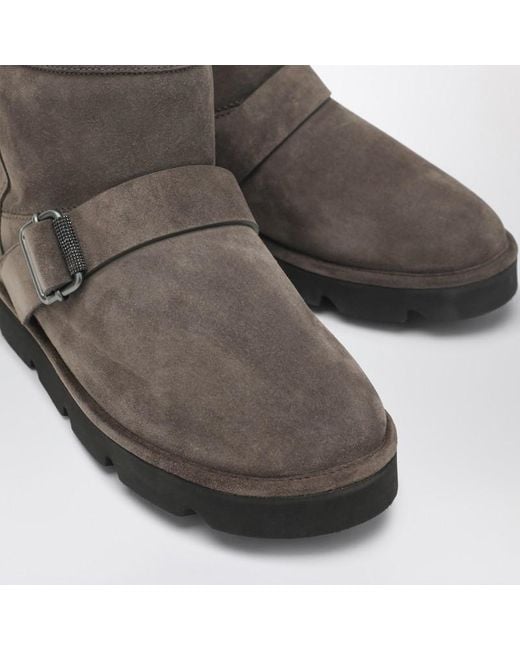 Brunello Cucinelli Brown Stiefel Aus Taubengrauem Wildleder