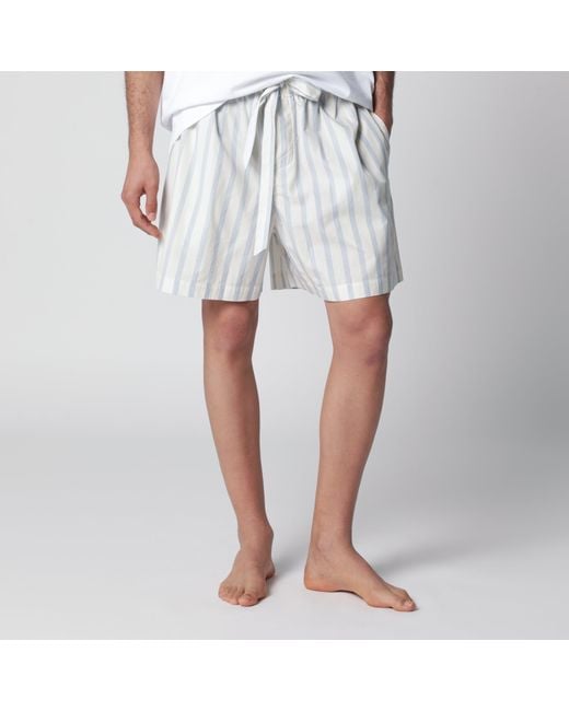 Tekla White Shorts With Light Stripes for men
