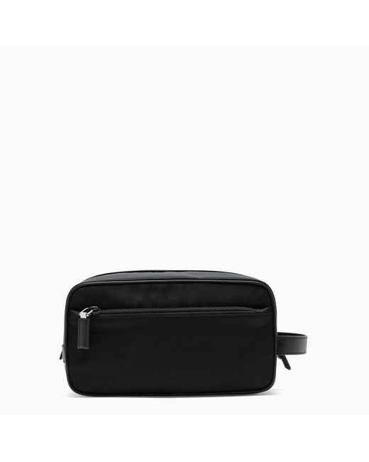 Prada Black Re-nylon And Leather Pouch for men