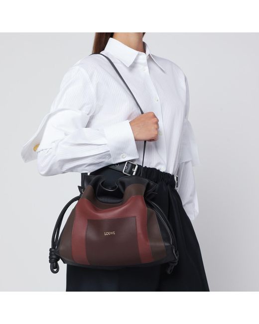 Loewe Brown Medium Flamenco Clutch Bag/Burgundy