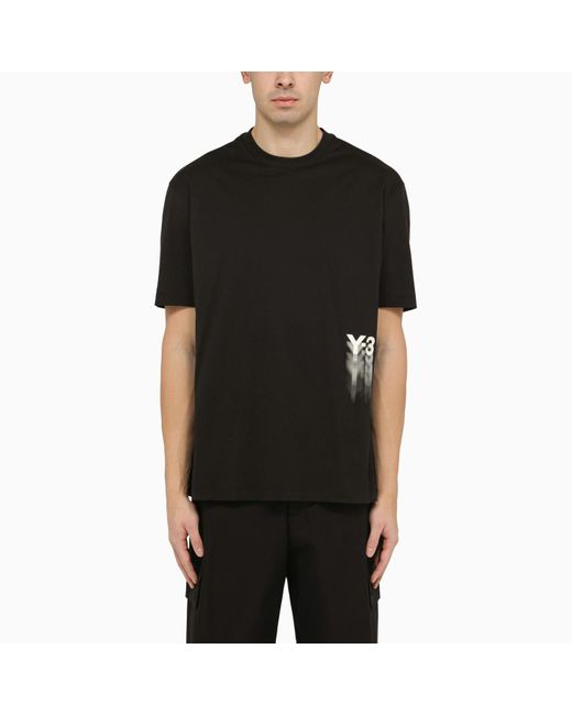 Y-3 Adidas Y 3 Black Crew Neck T Shirt With Logo Blurs for men