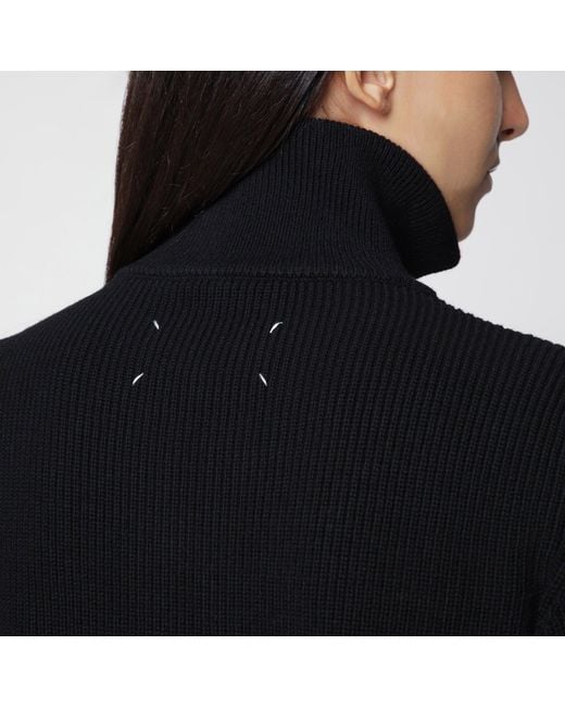 Maison Margiela Black Wool-Blend Zip Cardigan