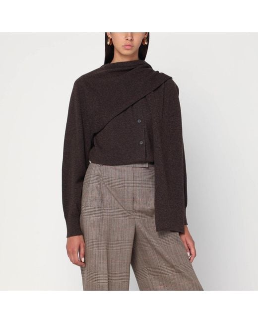 Ferragamo Brown Clay Mélange Cashmere Cardigan