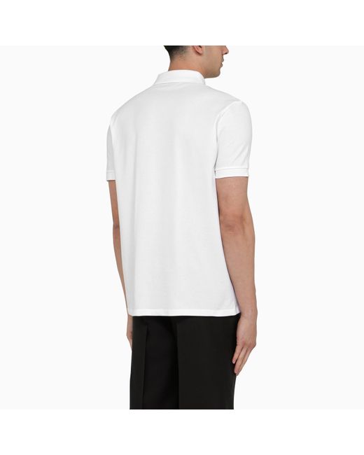 Moncler White Cotton Polo Shirt With Logo for men