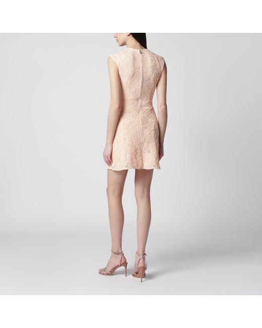 ROTATE BIRGER CHRISTENSEN Natural Vanilla-Colored Mini Dress With Floral Appliqués