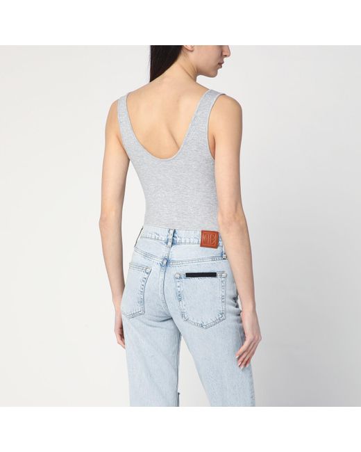 Anine Bing Blue Ginny Ribbed Bodysuit
