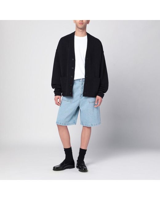 Maison Kitsuné Blue Wide Denim Bermuda Shorts for men