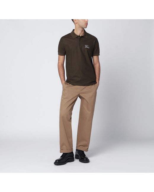 Burberry Black Dark Cotton Polo Shirt With Ekd for men