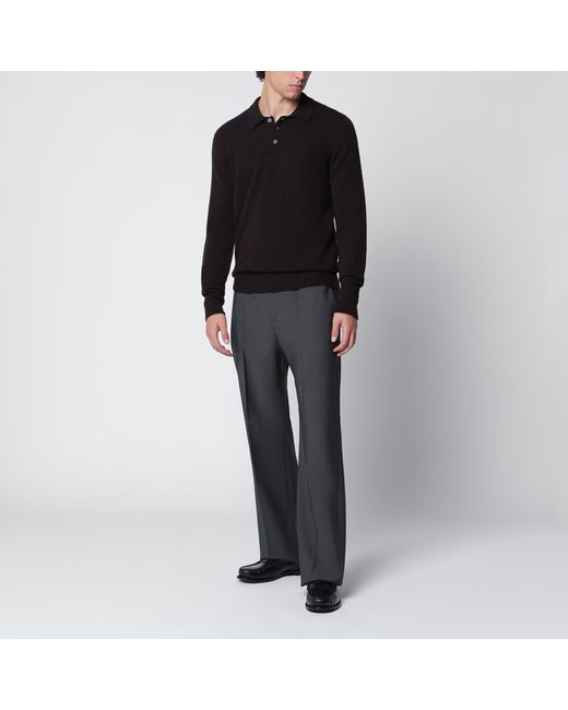 Drumohr Black Wool Polo Sweater for men