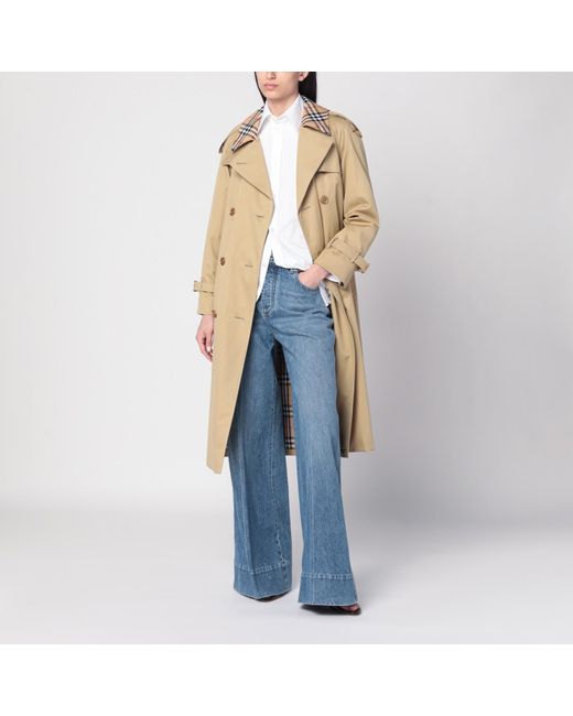 Burberry Castleford Double-Breasted Trench With Check Collar