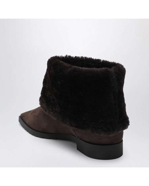 Totême Black Suede And Shearling Ankle Boots