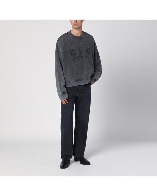 Represent Gray Round-Neck Sweatshirt With Rep Application for men