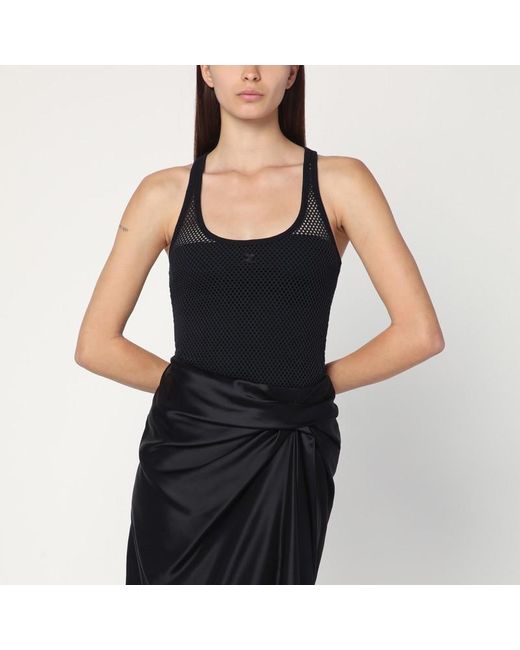 Courreges Black Schwarzes Netz-Top Aus Baumwolle
