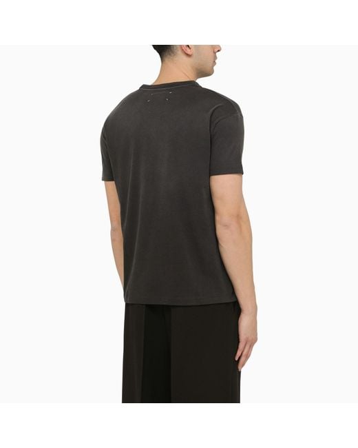 Maison Margiela Black Washed-out Cotton T-shirt With Reverse Logo for men