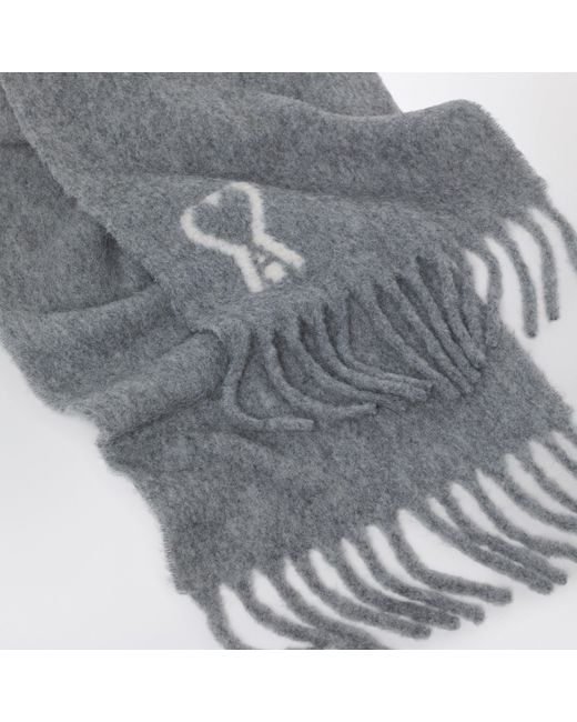 AMI Gray Ami De Coeur Scarf for men