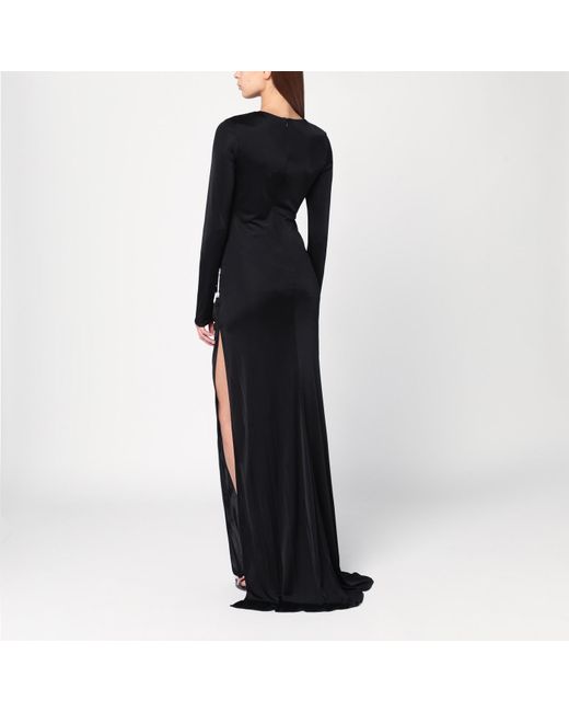 GIUSEPPE DI MORABITO Black Long Dress With Brooch Detail