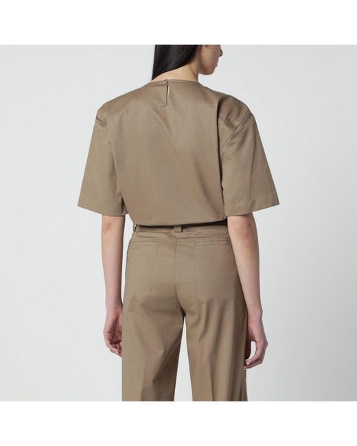 Thelatest Natural Short-Sleeve Cognac Cotton Top