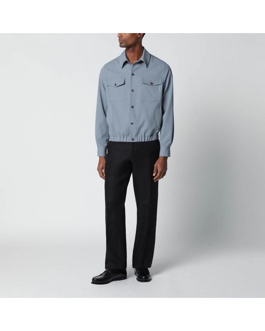 Lardini Blue Wool Shirt Jacket for men