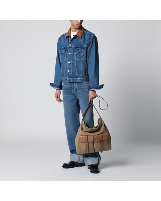 Prada Natural Khaki Route Canvas And Leather Crossbody Bag for men