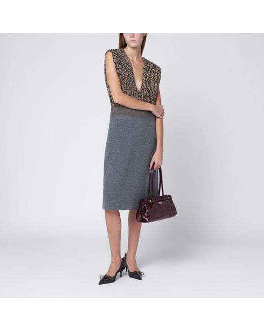 Prada Gray Sleeveless Wool And Cashmere Dress