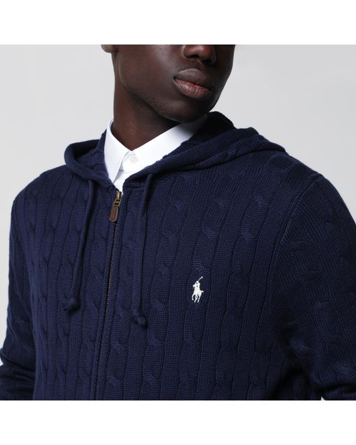 Polo Ralph Lauren Blue Cotton Cable-Knit Zip-Up Cardigan for men