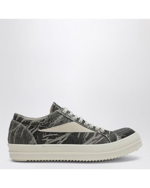 Rick Owens Gray Cream Vintage Denim-Effect Fabric Sneakers for men