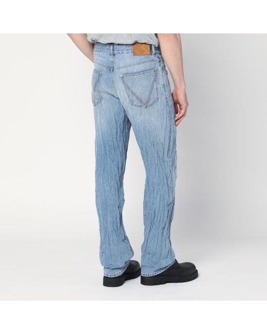 Bottega Veneta Blue Light Jeans With Crinkled Faded Effect for men
