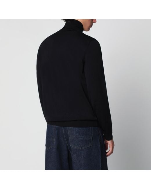 Roberto Collina Black Wool Turtleneck Sweater for men