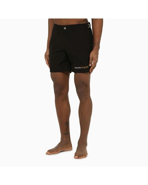 Alexander McQueen Alexander Mc Queen Black Swim Shorts With Logo for men