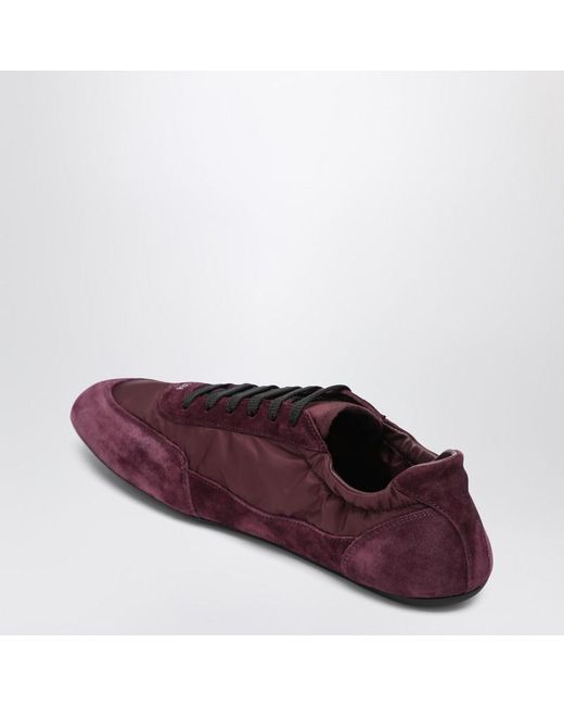Prada Red Re-Nylon And Suede Sneaker Collapse