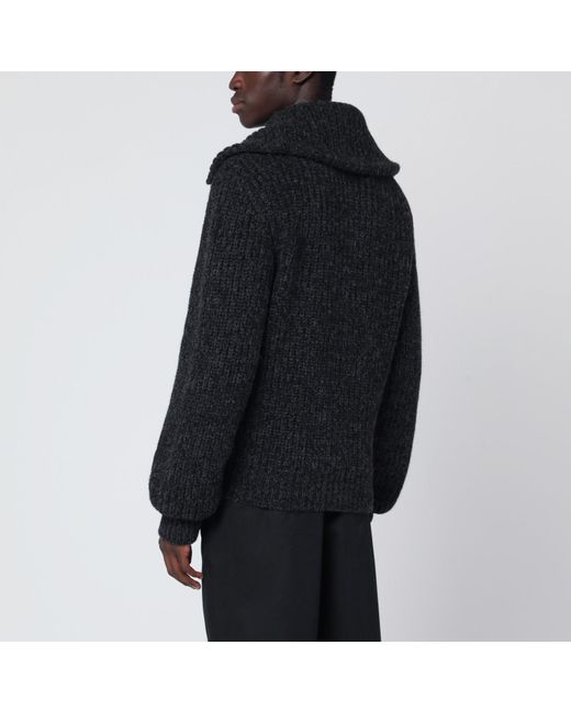 Lemaire Black /brown Zip Cardigan In Alpaca Blend for men