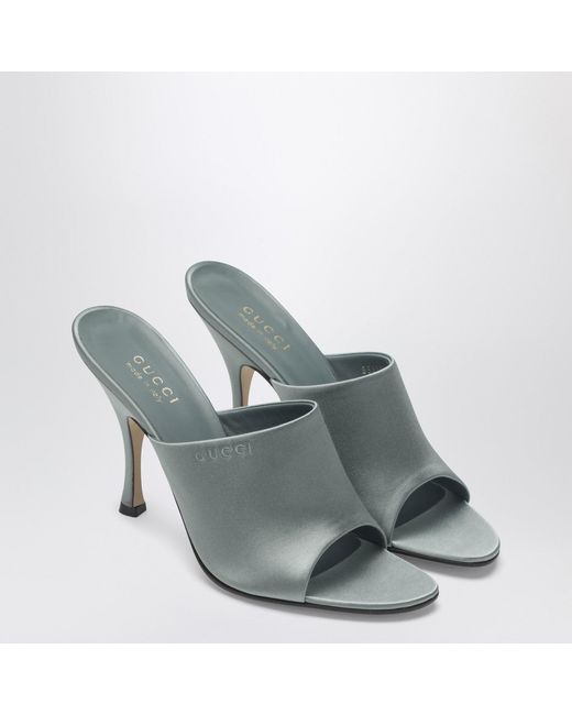 Gucci Gray Ocean Satin Slider Sandal
