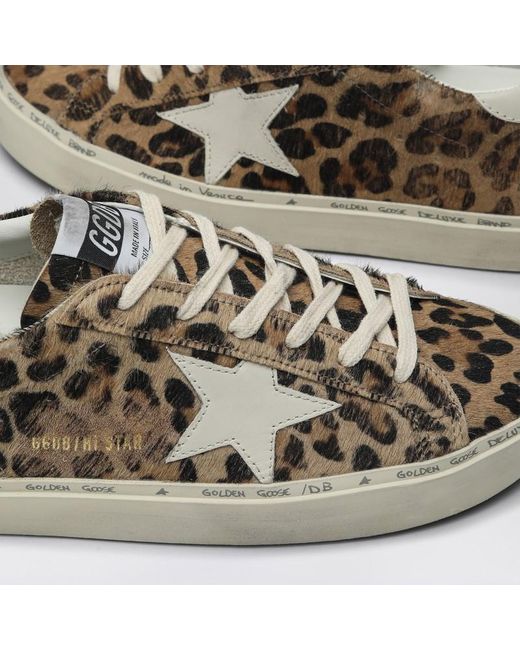 Golden Goose Deluxe Brand Natural Hi Star Sneakers Leopard Print In Pony Hair