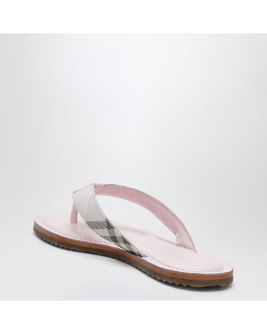 Burberry White Pavilion Sandals With Check Pattern