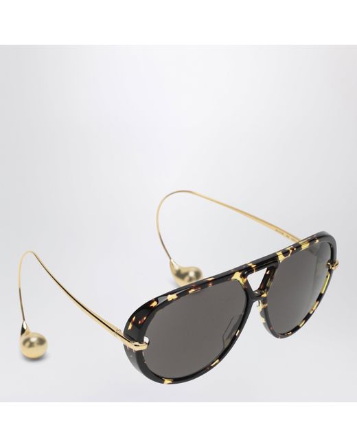 Bottega Veneta Gray Aviator Drop Sunglasses Havana