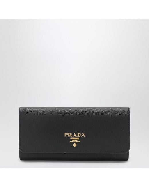Prada Black Large Saffiano Leather Wallet