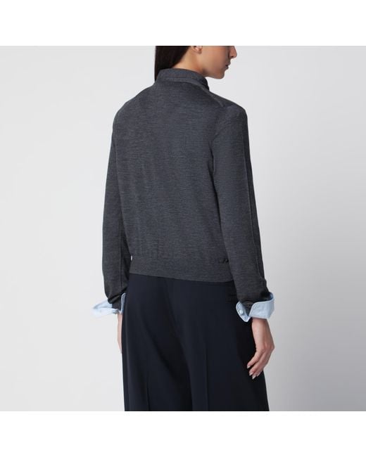 Miu Miu Black Anthracite Wool Cardigan