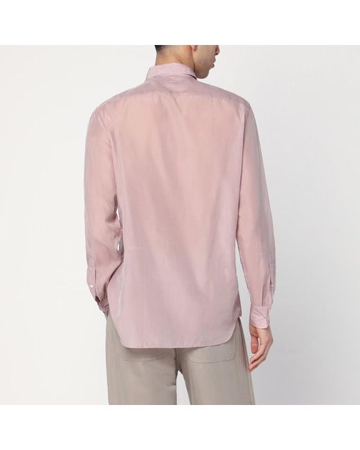 Lardini Pink Shirt In Silk Blend for men