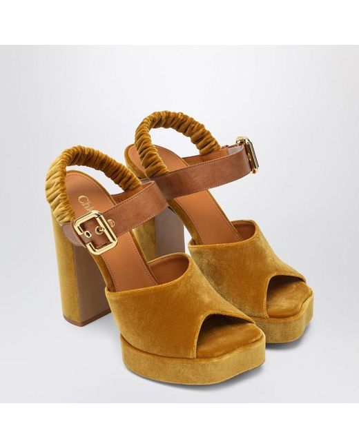 Chloé Brown Aria Platform Sandals