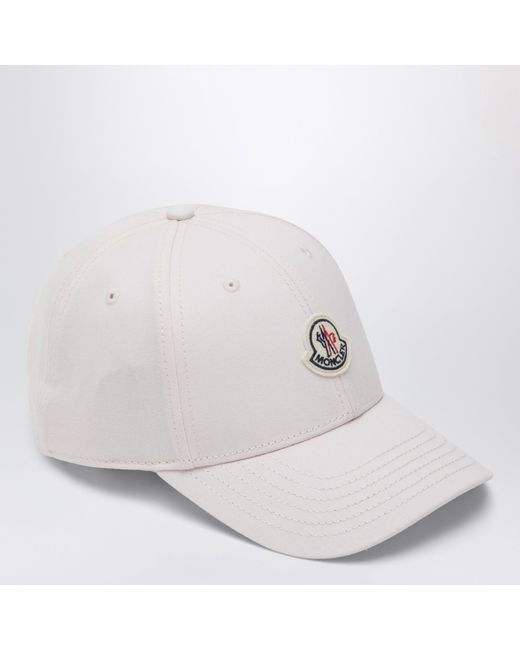 Moncler White Baseball Cap With Logo Patch
