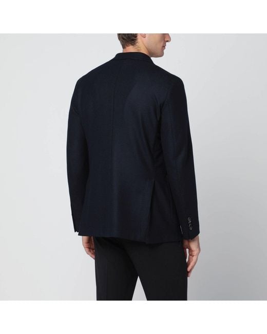 Santaniello Black Single-Breasted Wool Jacket for men