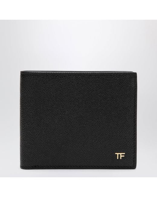 Tom Ford Black T-Line Bi-Fold Leather Wallet for men